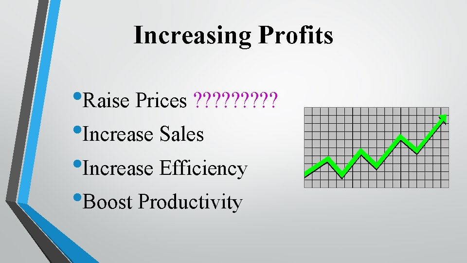 Increasing Profits • Raise Prices ? ? ? ? ? • Increase Sales •