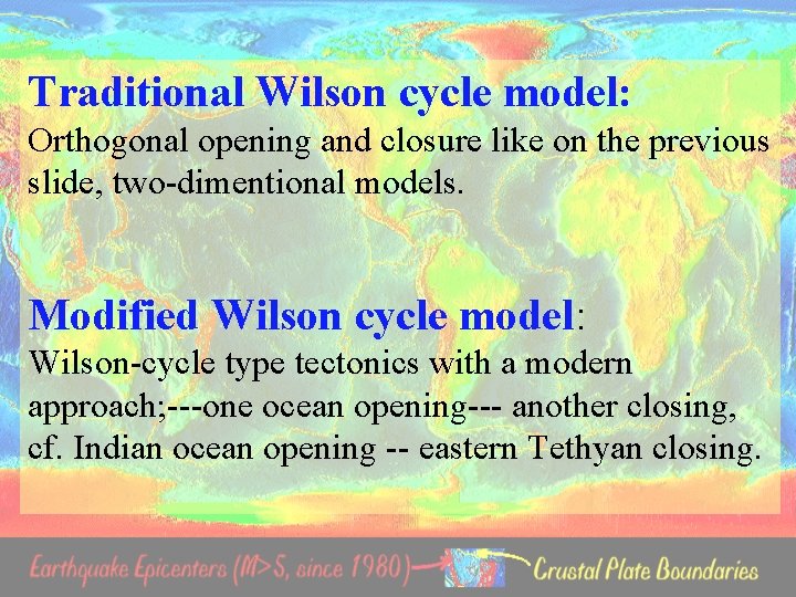 Traditional Wilson cycle model: Orthogonal opening and closure like on the previous slide, two-dimentional