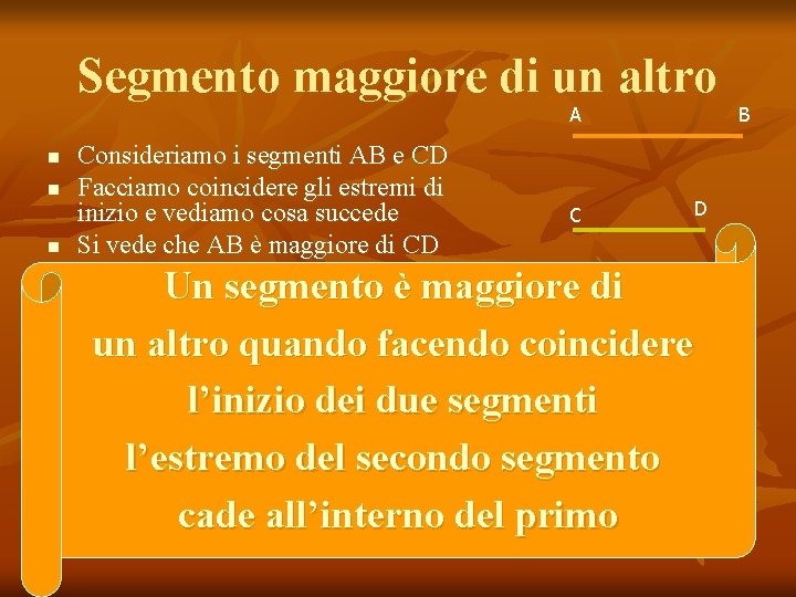 Segmento maggiore di un altro A n n n Consideriamo i segmenti AB e