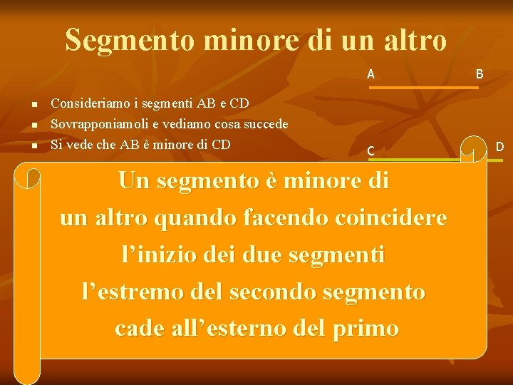 Segmento minore di un altro A n n n Consideriamo i segmenti AB e