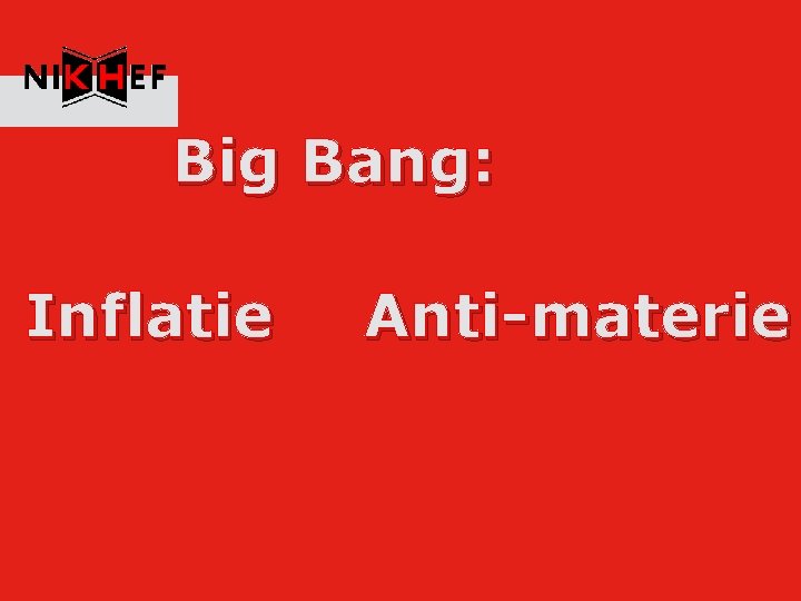 Big Bang: Inflatie Anti-materie 