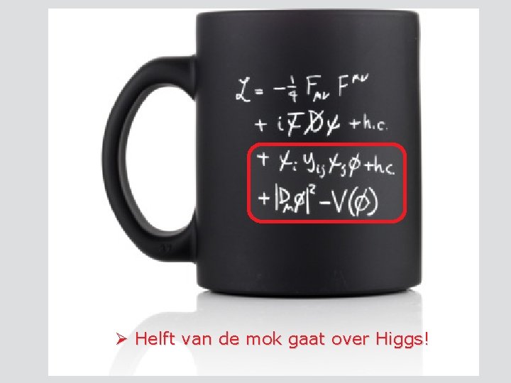 Ø Helft van de mok gaat over Higgs! 