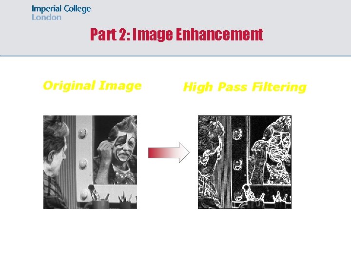 Part 2: Image Enhancement Original Image High Pass Filtering 