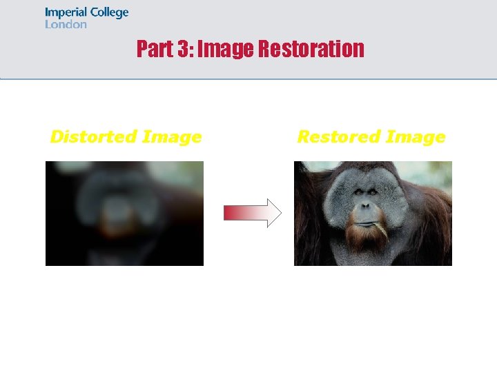 Part 3: Image Restoration Distorted Image Restored Image 