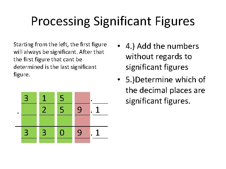 Processing Significant Figures Starting from the left, the first figure will always be significant.