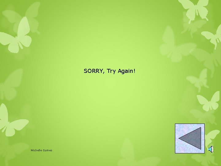 SORRY, Try Again! Michelle Gaines 