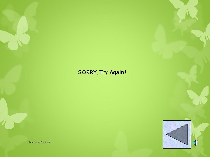 SORRY, Try Again! Michelle Gaines 