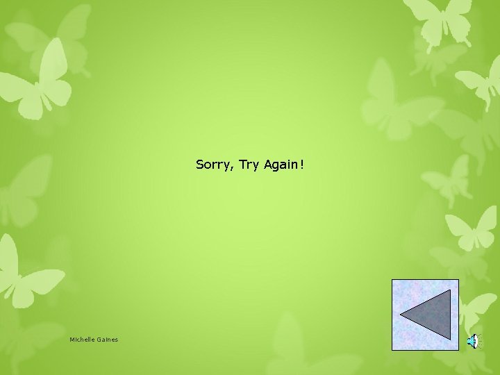 Sorry, Try Again! Michelle Gaines 