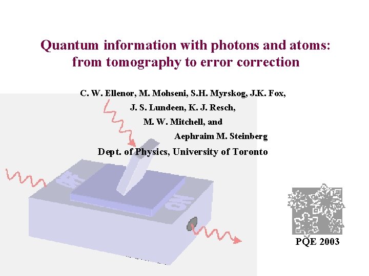 Quantum information with photons and atoms: from tomography to error correction C. W. Ellenor,