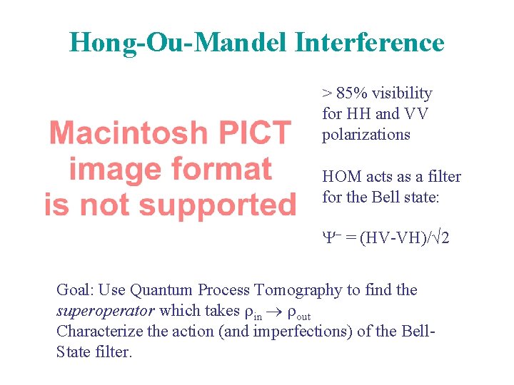 Hong-Ou-Mandel Interference > 85% visibility for HH and VV polarizations HOM acts as a