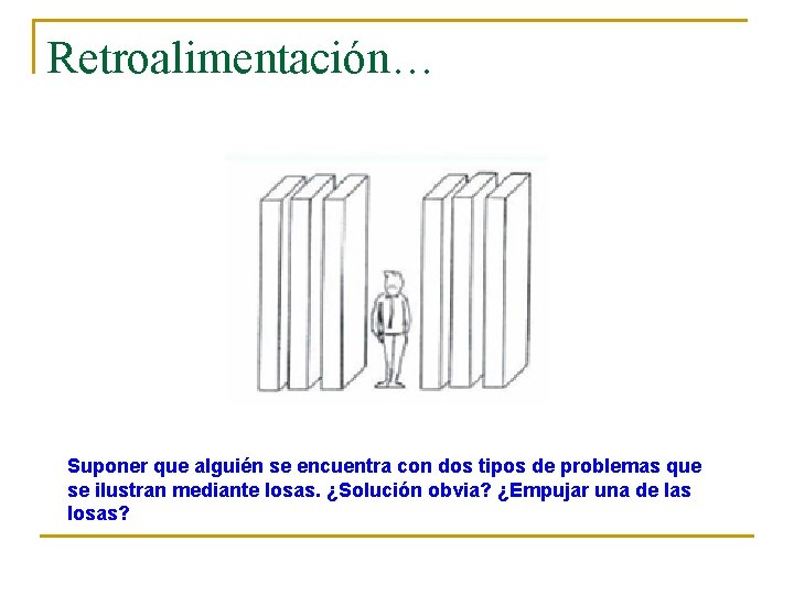 Retroalimentación… Suponer que alguién se encuentra con dos tipos de problemas que se ilustran