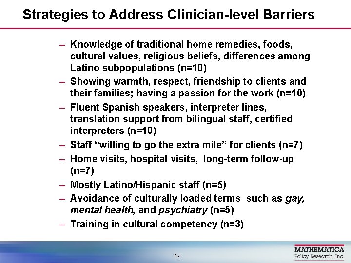 Strategies to Address Clinician-level Barriers – Knowledge of traditional home remedies, foods, cultural values,