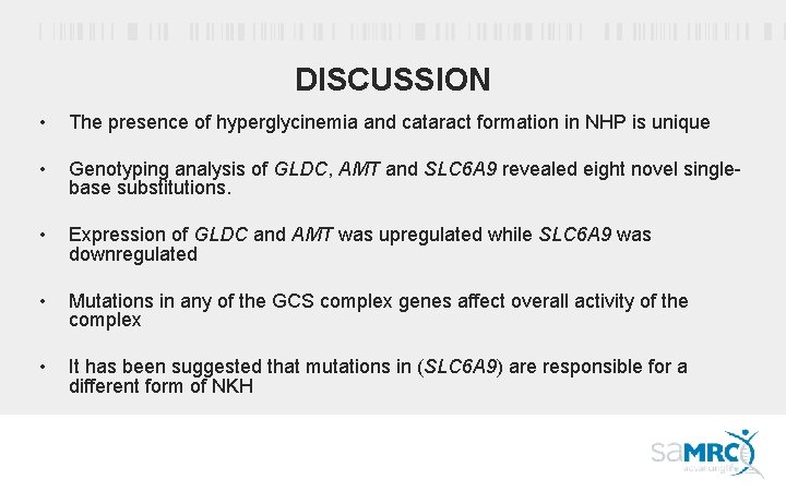 DISCUSSION • The presence of hyperglycinemia and cataract formation in NHP is unique •
