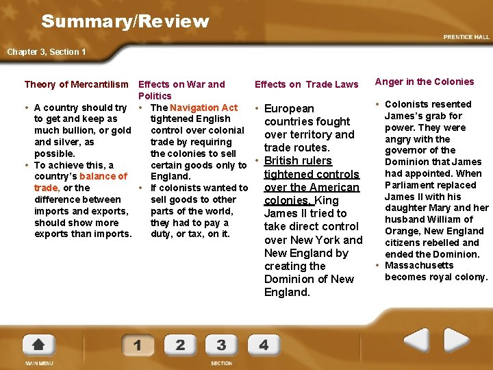 Summary/Review Chapter 3, Section 1 Theory of Mercantilism Effects on War and Effects on