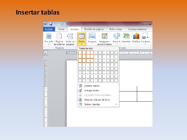 Insertar tablas 