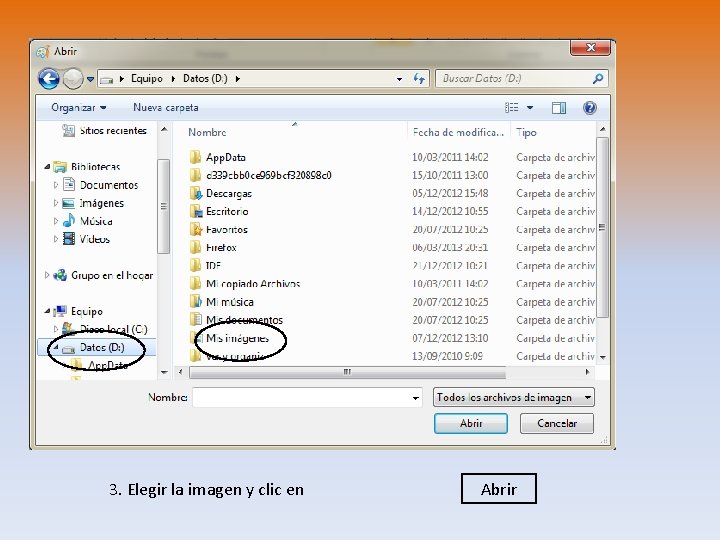 3. Elegir la imagen y clic en Abrir 