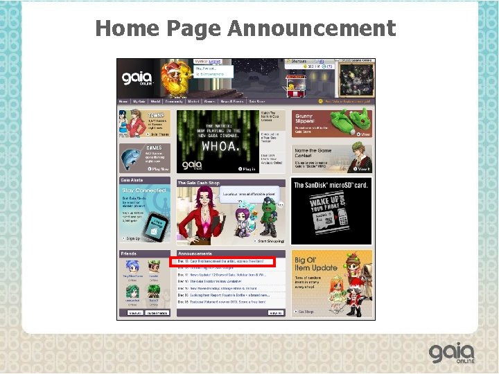 Home Page Announcement 