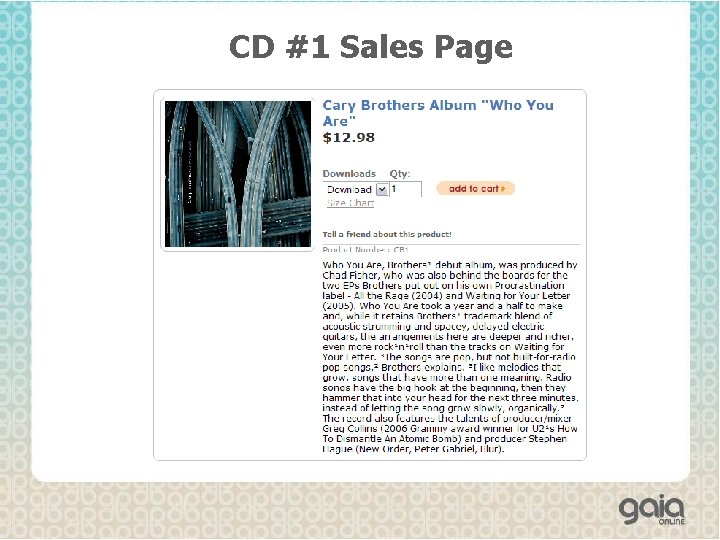 CD #1 Sales Page 