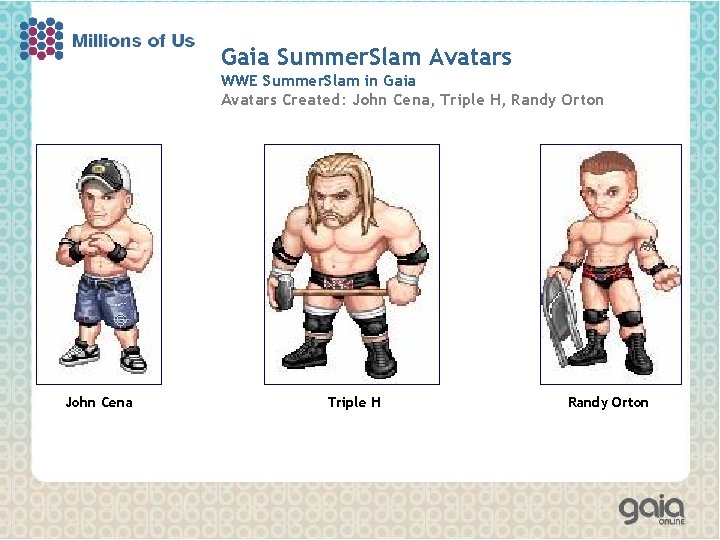Gaia Summer. Slam Avatars WWE Summer. Slam in Gaia Avatars Created: John Cena, Triple