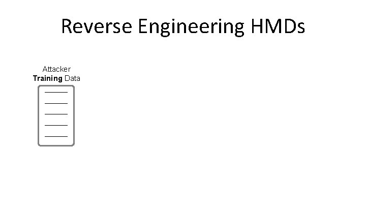 Reverse Engineering HMDs Attacker Training Data _____ _____ 