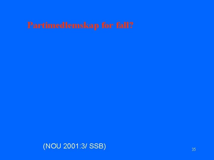 Partimedlemskap for fall? (NOU 2001: 3/ SSB) 35 