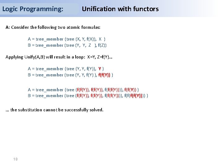 Logic Programming: Unification with functors& SQL operations. An example: Relational logic programming A: Consider