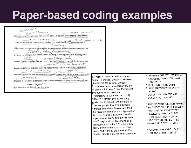 Paper-based coding examples 