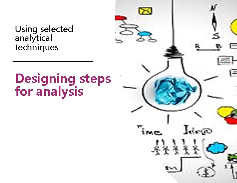 Using selected analytical techniques Designing steps for analysis 