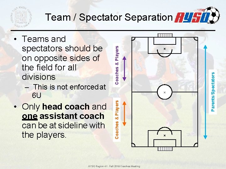 • Only head coach and one assistant coach can be at sideline with • Only head coach and one assistant coach can be at sideline with