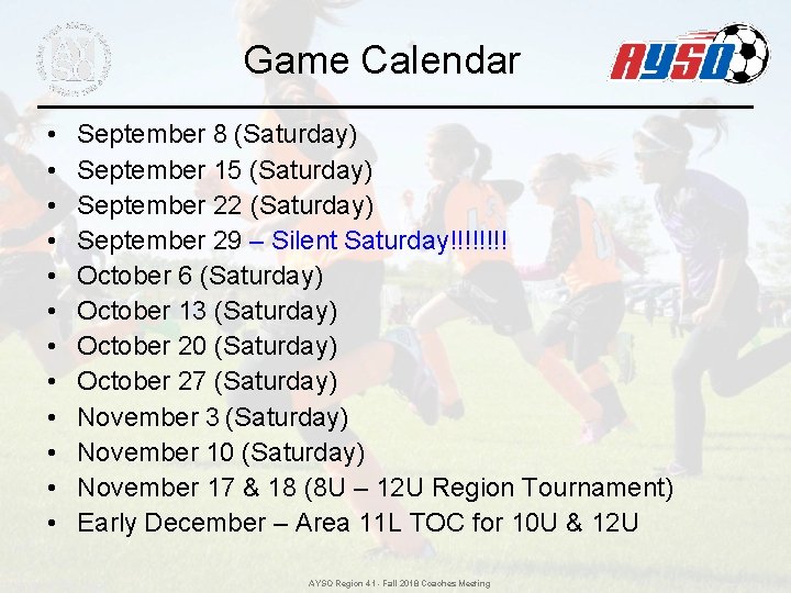 Game Calendar • • • September 8 (Saturday) September 15 (Saturday) September 22 (Saturday) Game Calendar • • • September 8 (Saturday) September 15 (Saturday) September 22 (Saturday)