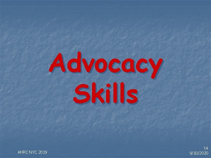 Advocacy Skills AHRC NYC 2019 14 9/10/2020 