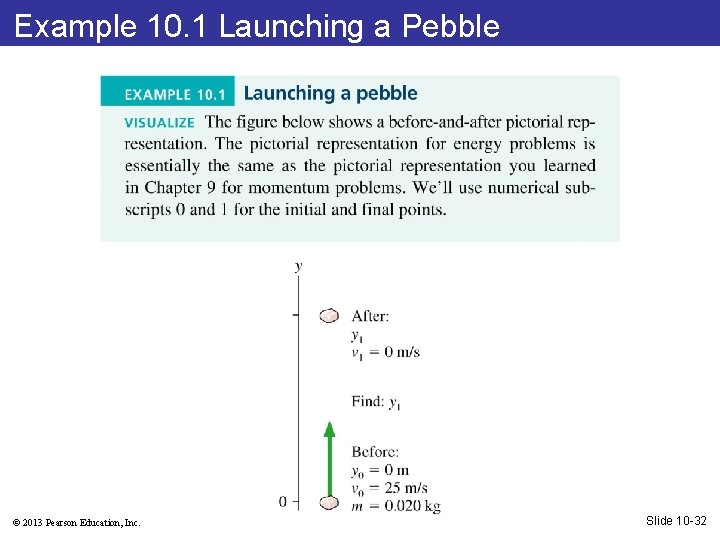 Example 10. 1 Launching a Pebble © 2013 Pearson Education, Inc. Slide 10 -32