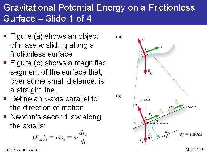 Gravitational Potential Energy on a Frictionless Surface – Slide 1 of 4 § Figure