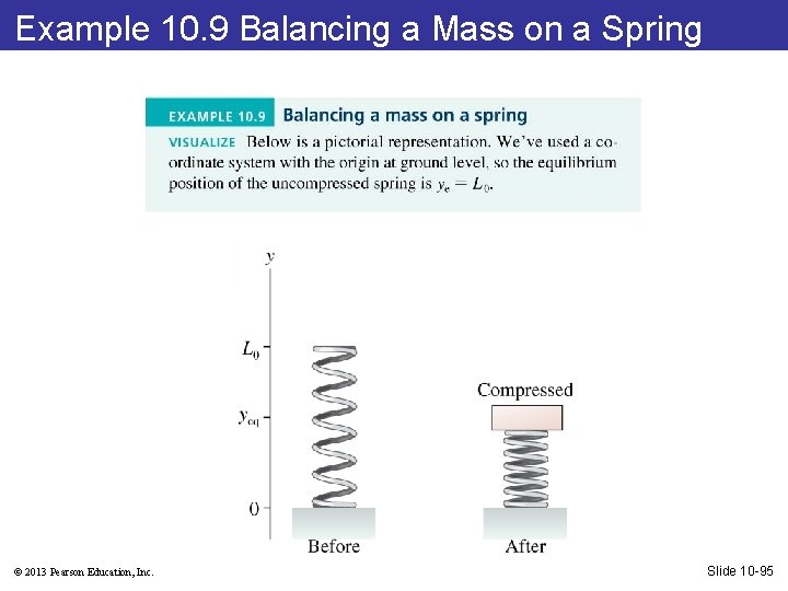 Example 10. 9 Balancing a Mass on a Spring © 2013 Pearson Education, Inc.