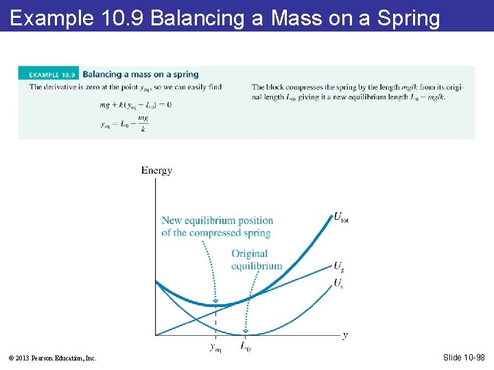 Example 10. 9 Balancing a Mass on a Spring © 2013 Pearson Education, Inc.