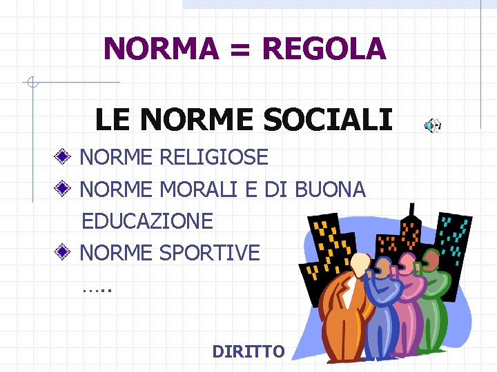NORMA = REGOLA LE NORME SOCIALI NORME RELIGIOSE NORME MORALI E DI BUONA EDUCAZIONE
