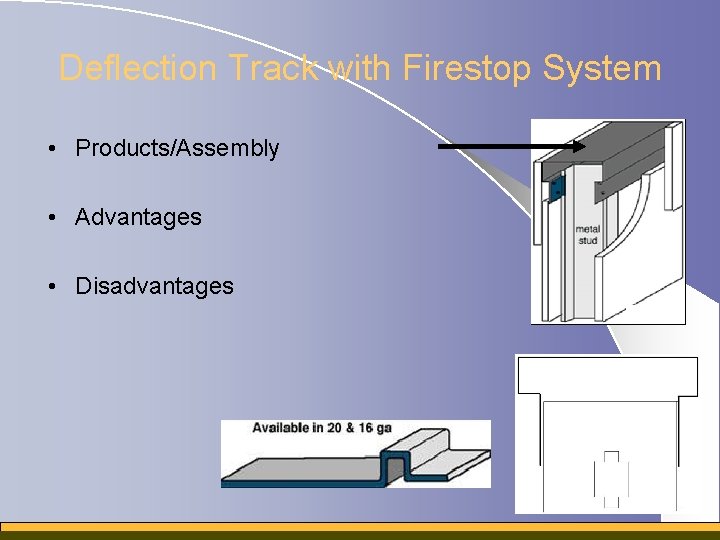 Deflection Track with Firestop System • Products/Assembly • Advantages • Disadvantages 