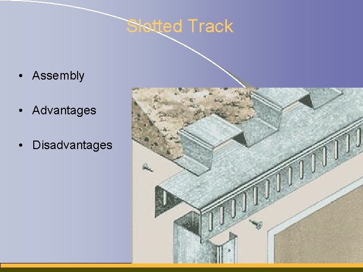 Slotted Track • Assembly • Advantages • Disadvantages 