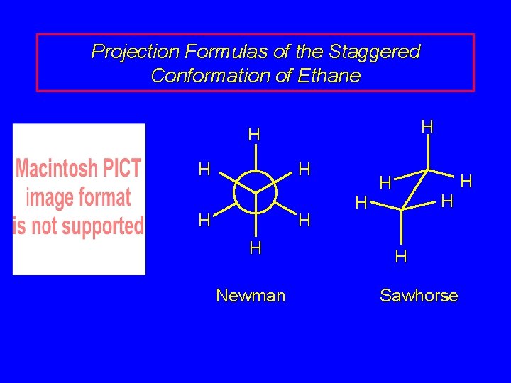 Projection Formulas of the Staggered Conformation of Ethane H H H H Newman H