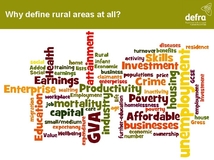 Why define rural areas at all? 