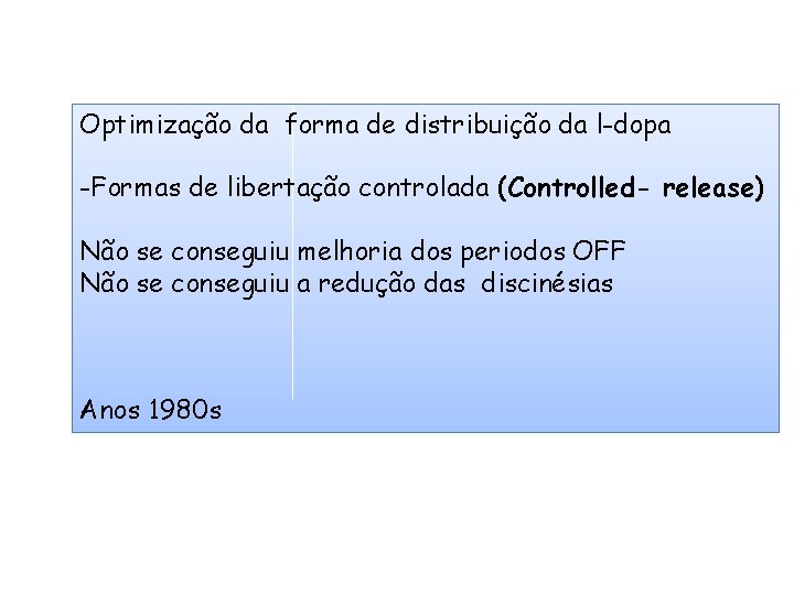 Optimização da forma de distribuição da l-dopa -Formas de libertação controlada (Controlled- release) Não