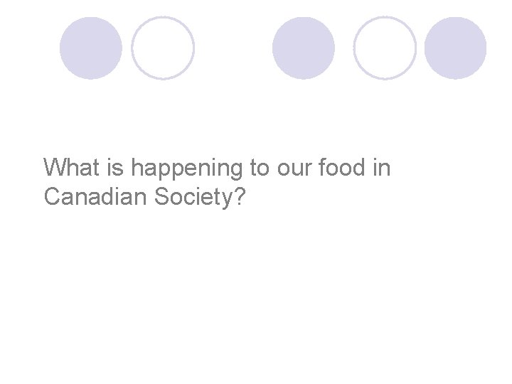 What is happening to our food in Canadian Society? 