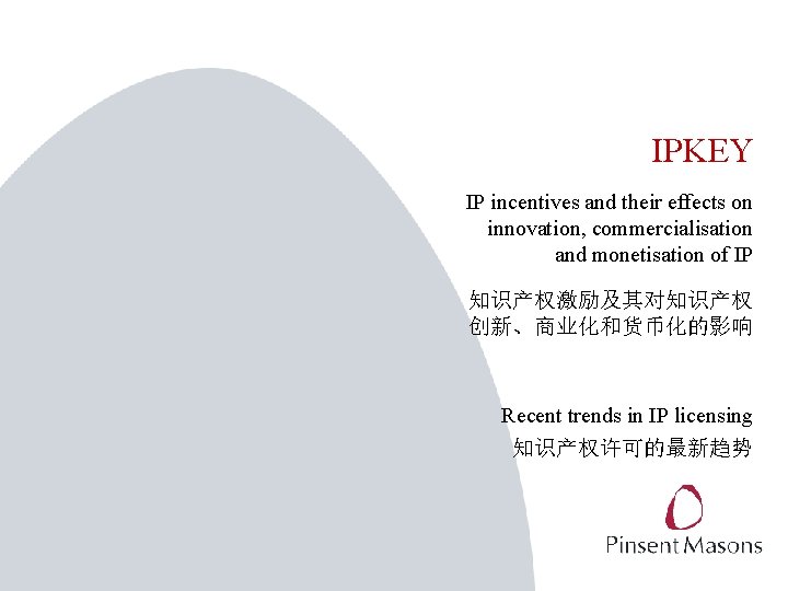 IPKEY IP incentives and their effects on innovation, commercialisation and monetisation of IP 知识产权激励及其对知识产权