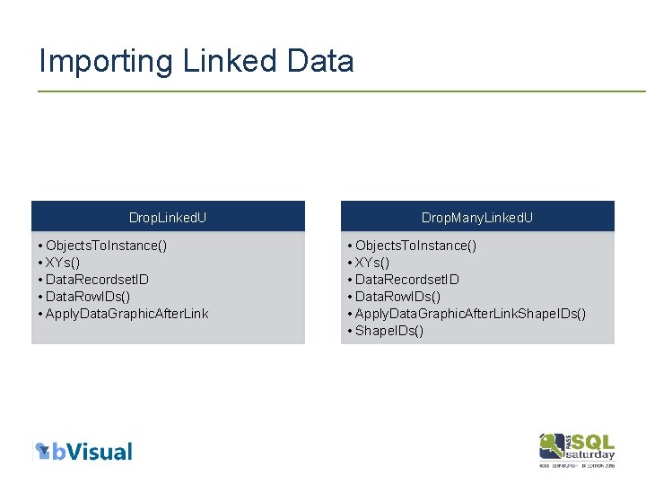 Importing Linked Data Drop. Linked. U • Objects. To. Instance() • XYs() • Data.