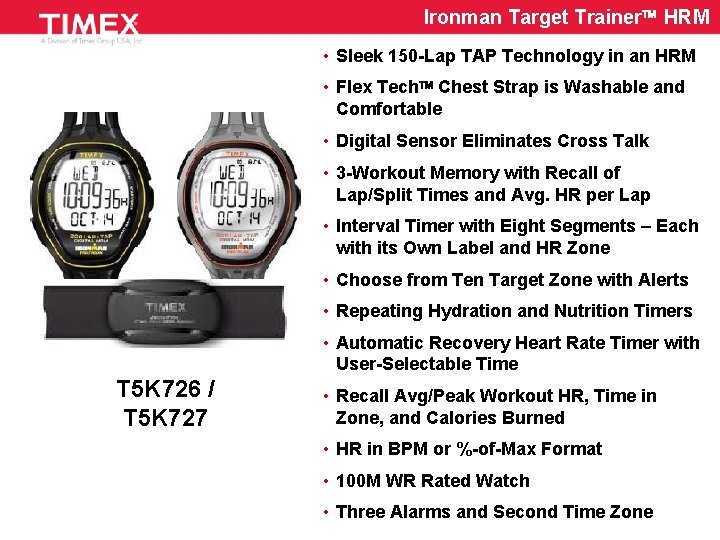 Ironman Target Trainer HRM • Sleek 150 -Lap TAP Technology in an HRM •