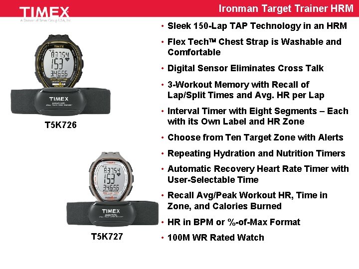 Ironman Target Trainer HRM • Sleek 150 -Lap TAP Technology in an HRM •