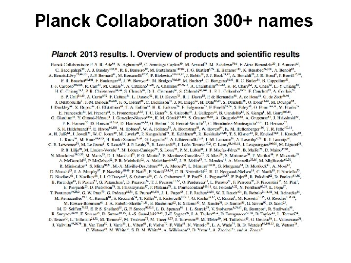 Planck Collaboration 300+ names 