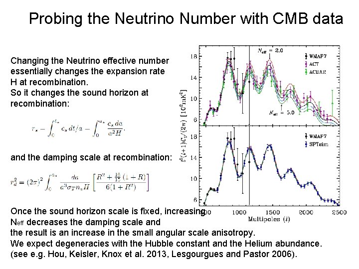 Probing the Neutrino Number with CMB data Changing the Neutrino effective number essentially changes