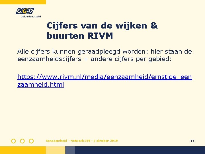 Cijfers van de wijken & buurten RIVM Alle cijfers kunnen geraadpleegd worden: hier staan