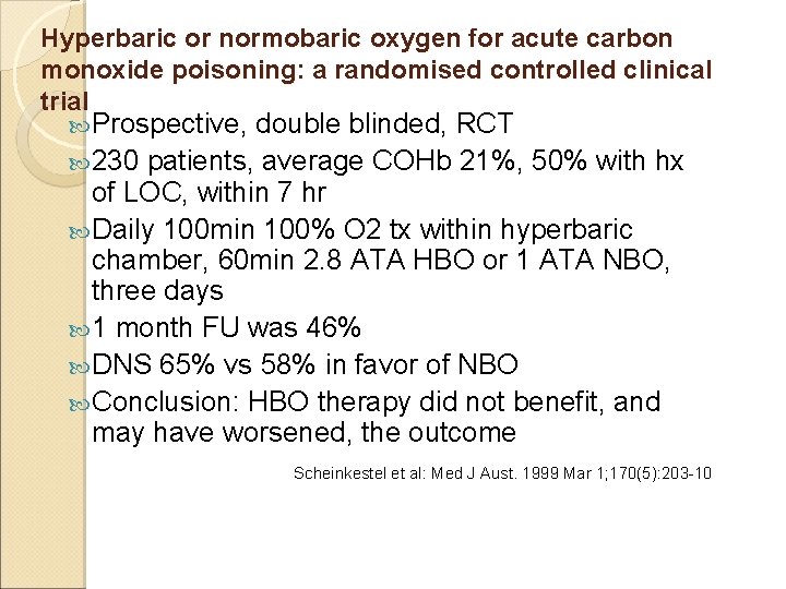 Hyperbaric or normobaric oxygen for acute carbon monoxide poisoning: a randomised controlled clinical trial